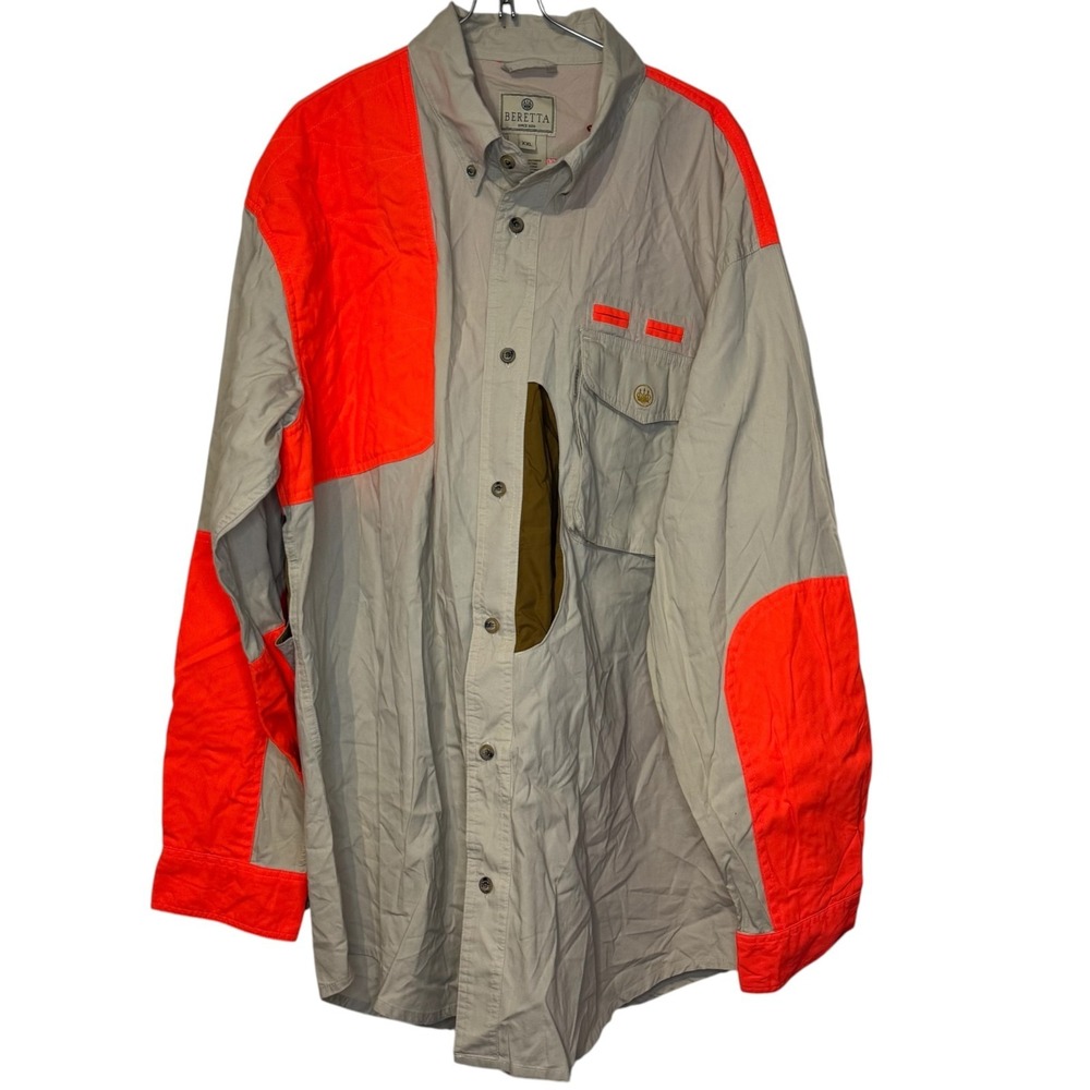 Beretta Mens Shooting Shirt Button Down Long Sleeve Patches Outdoor Hunting XXL